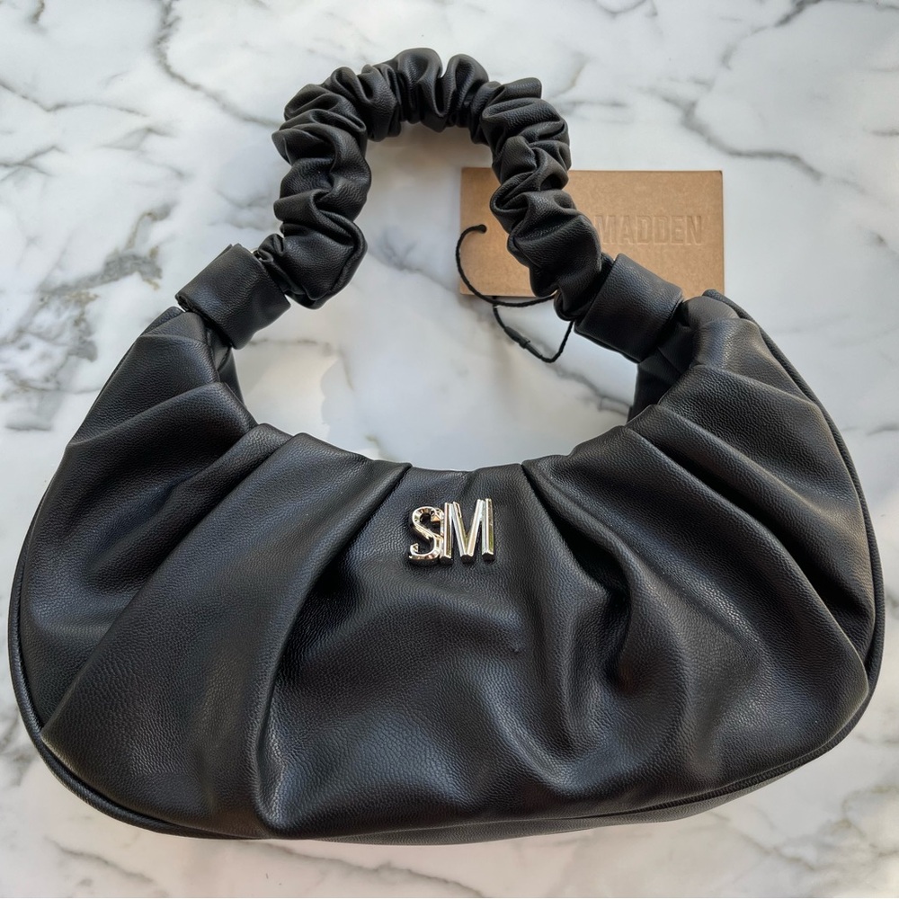 NWT Steve Madden Black Ruched Strap Crossbody Corinne Bag